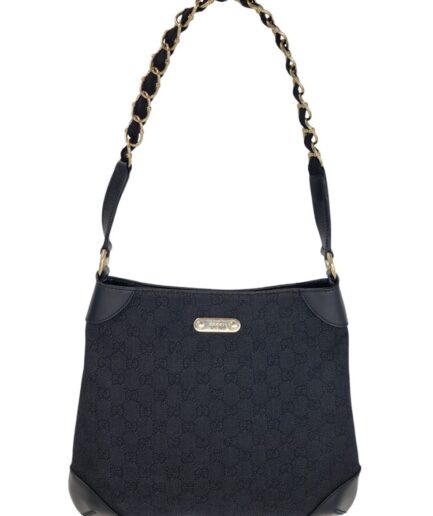 Gucci borsa a spalla in tela rifiniture in pelle