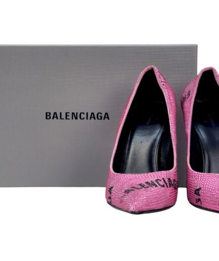Balenciaga Square Knife Pump Allover Logo Strass